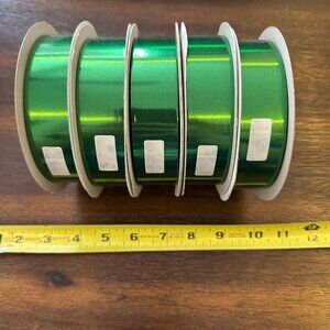RELIANT RIBBON (x5) Large Rolls Emerald Green Metallic Polypropylene 1.25" 100yd